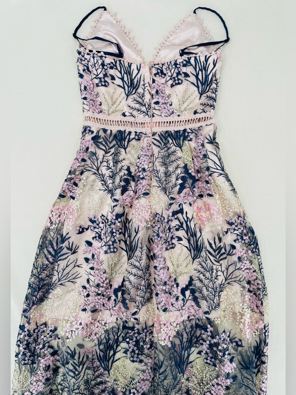 Aqua Blue and Cream Floral Maxi Dress - Picture 4 of 10